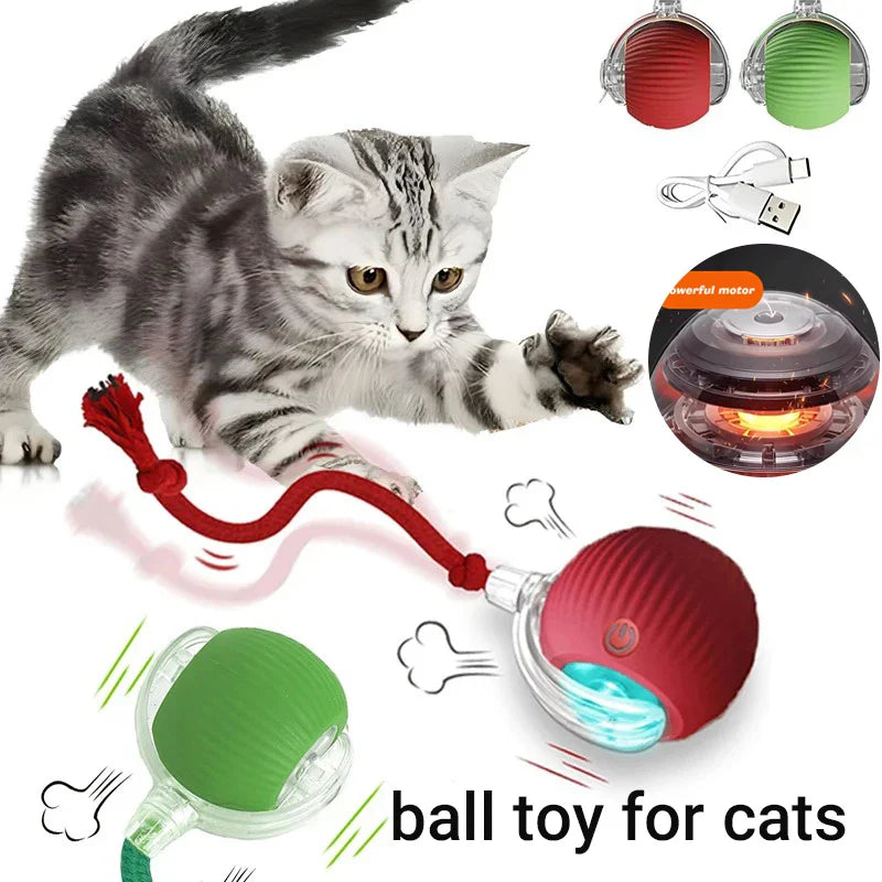 Rechargeable Automatic Rolling Cat Ball - Interactive Smart Toy for Cats & Kittens (2.36 x 2.75 in / 60 x 70 mm)