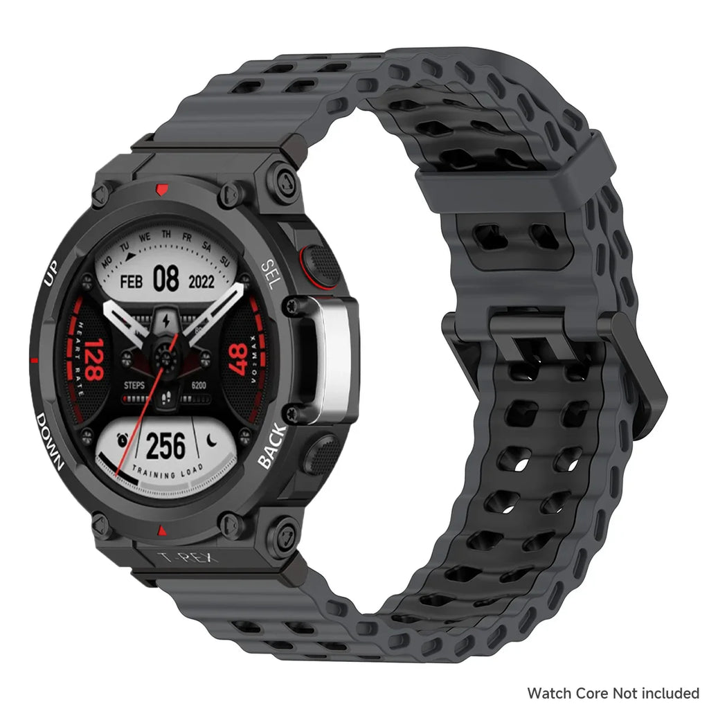 Marine band for Amazfit watch T-rex 3/2/ultra two-tone elastic silicone strap for T-Rex/T Rex Pro breathable sport bracelet