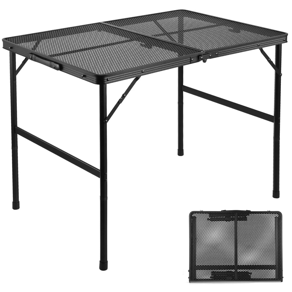 Portable Folding Aluminum Mesh Grill Table for Outdoor Camping, BBQ, RV & Picnic — 23.6 in (60 cm) & 35.4 in (90 cm)