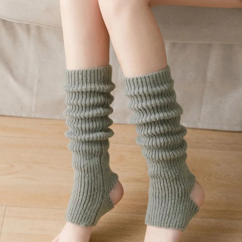Women's Knit Leg Warmers 40 cm (15.7 in) Long Crochet Boot Cuffs Autumn Winter Black White