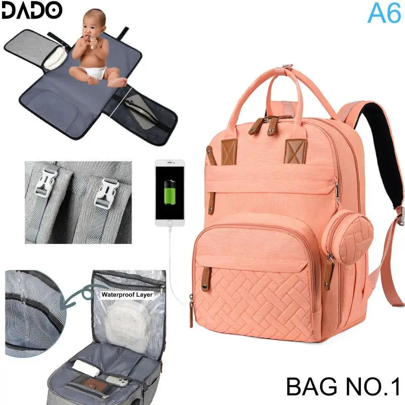 Waterproof Diaper Bag Backpack for Moms – Multi-Pocket Baby Travel Tote with Changing Pad & Stroller Straps