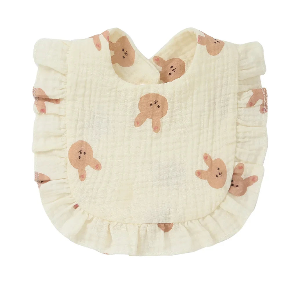 Muslin Cotton Baby Bibs & Burp Cloths - Ruffle Bandana Drool Bibs for Newborns