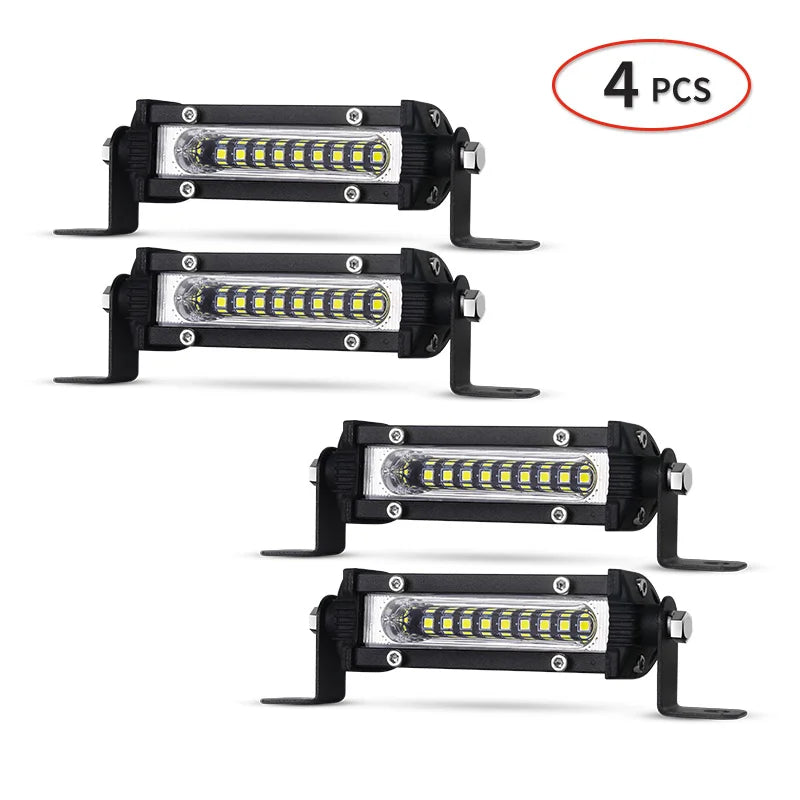 Mini LED Work Light Bar 4.5in (115mm) 27W 9-LED Slim Spot/Flood for SUV ATV UTV Truck Off-Road Backup Driving Fog Lamp