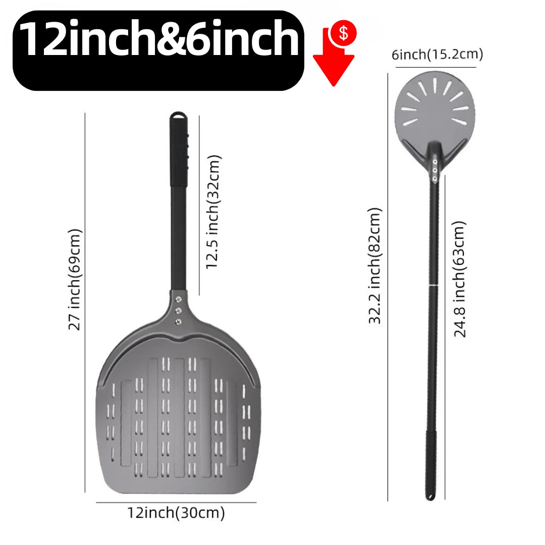 Hard-Anodized Aluminum Pizza Peel 6, 12, 13 and 14 Inch (15, 30, 33, 35.5 cm) Bread Paddle Oven Spatula