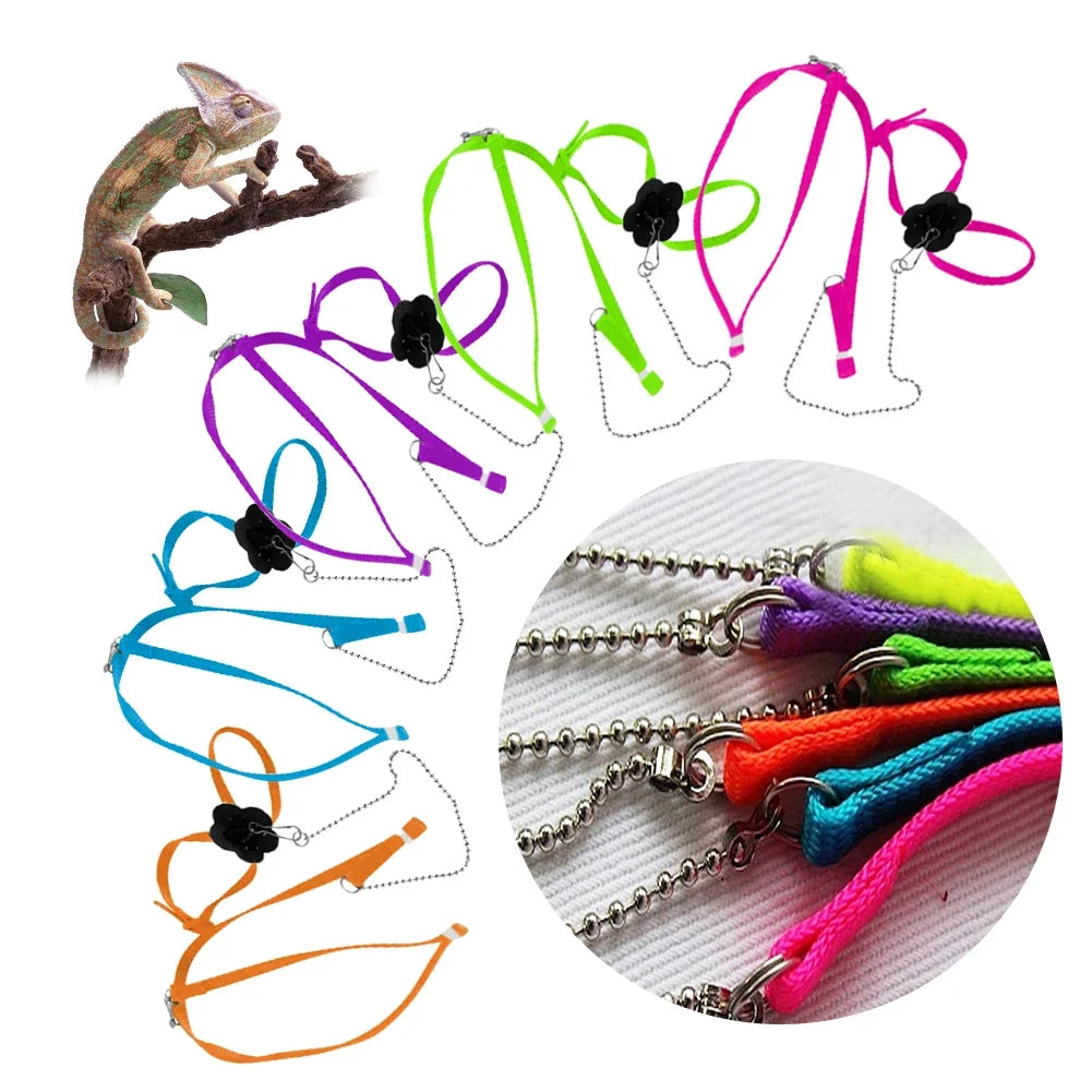 Adjustable Lizard Leash 1.2m (47in) Nylon Traction Rope for Small Reptiles & Exotic Pets