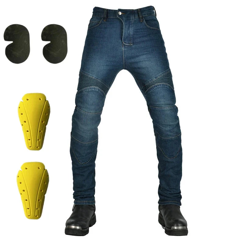 Men's Motorcycle Riding Jeans – Removable CE Knee & Hip Armor, All-Season Protective Racing Pants