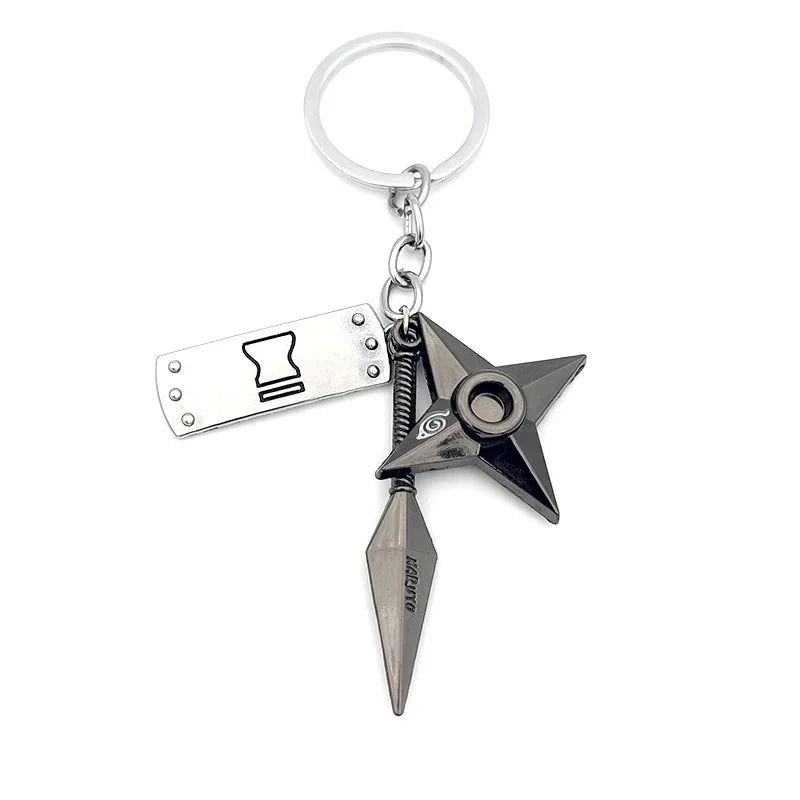 Anime Ninja Keychain Set: Kunai, Shuriken & Red Cloud Charms for Backpack, Car & Keys