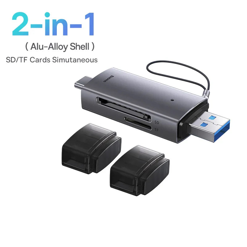 USB-C & USB 3.0 SD/MicroSD Card Reader - Dual SD/TF Slots, 104MB/s, Supports up to 2TB