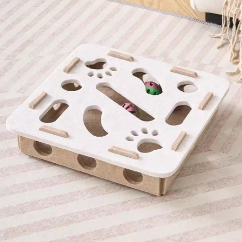 Interactive Cat Maze Toy with Bell Balls — Felt Tunnel Dig-Hole Puzzle for Kittens & Cats