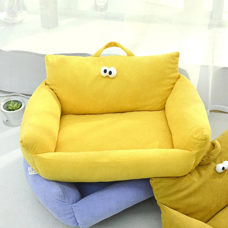 Winter Warm Pet Sofa Bed — Plush Kennel Cushion for Small Dogs & Cats