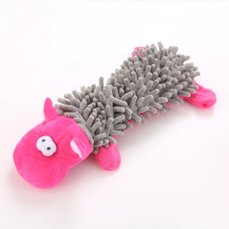 Small Breed Dog Plush Toy 10.2 in (26 cm) Animal Shape Squeaky Chew and Dental Cleaning Toy for Chihuahua Yorkie Bichon Puppies
