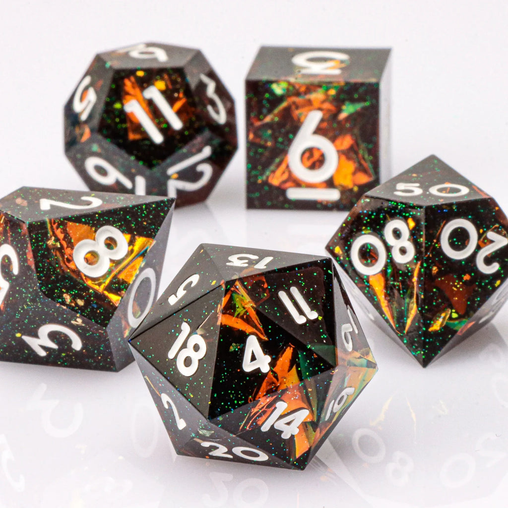 Handmade Resin 7-Piece D20 Polyhedral Dice Set for Dungeons & Dragons & Tabletop RPGs