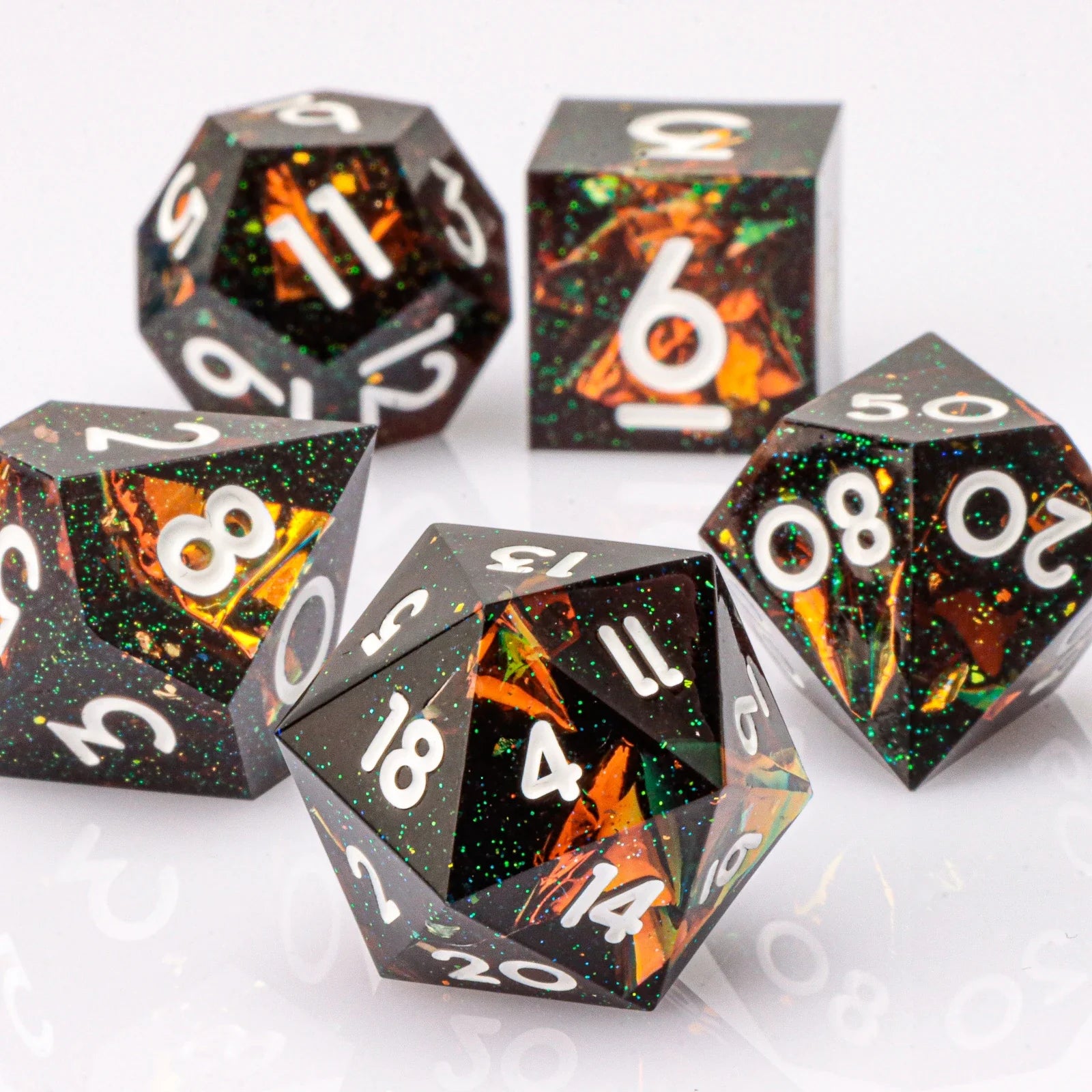 Handmade Resin 7-Piece D20 Polyhedral Dice Set for Dungeons & Dragons & Tabletop RPGs