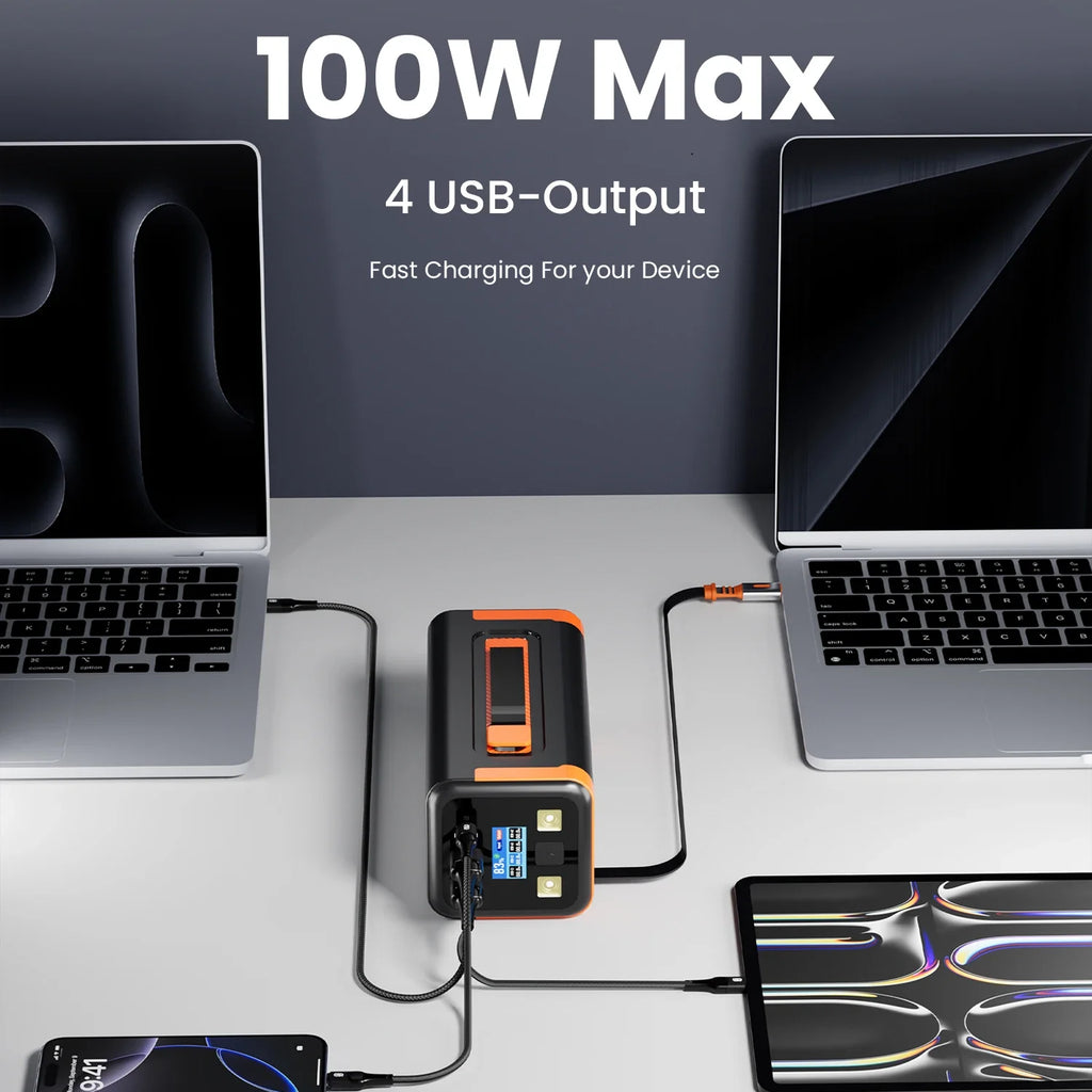 50,000mAh 100W Portable Power Bank with Retractable USB-C Cable – PD PPS Fast Charging for Phones & Laptops