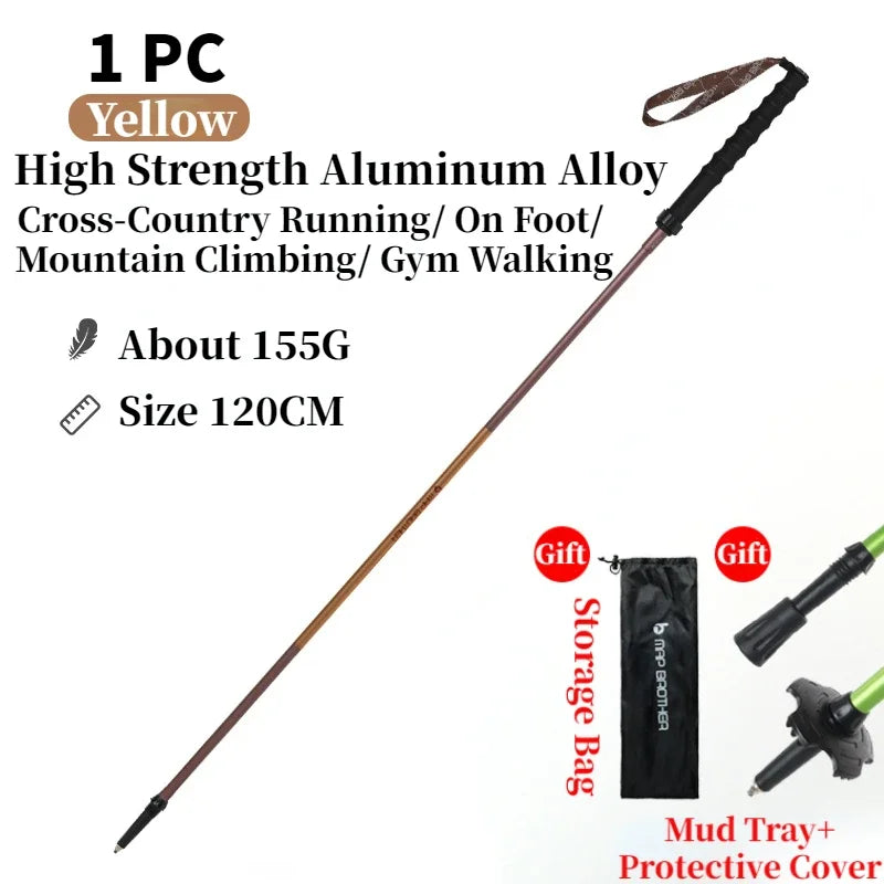 Foldable Quick-Lock 4-Section Trekking Poles Pair – 7075 Aluminum Adjustable 110/120 cm (43.3/47.2 in) EVA Grip Tungsten-Cobalt Tips