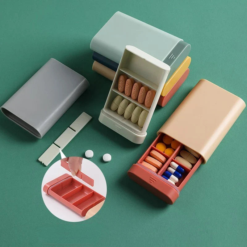 Mini Portable 7-Day Pill Organizer – 6-Compartment Travel Vitamin & Medicine Case