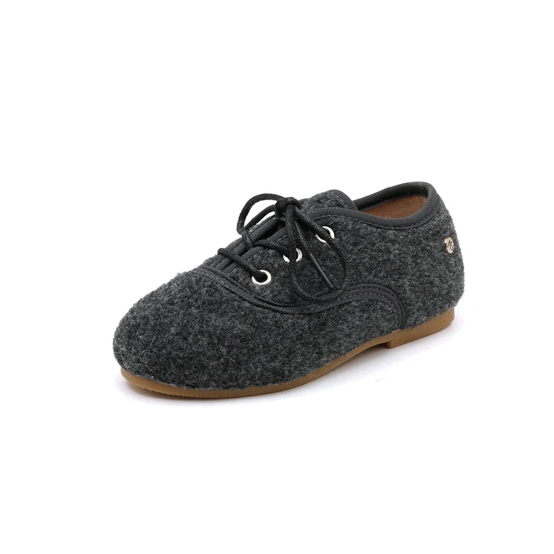 Kids Gray Slip-On Mary Jane Flats – Toddler & Children Oxford Platform Party Shoes (Size 21–37 • 13–22.5 cm / 5.12–8.86 in)