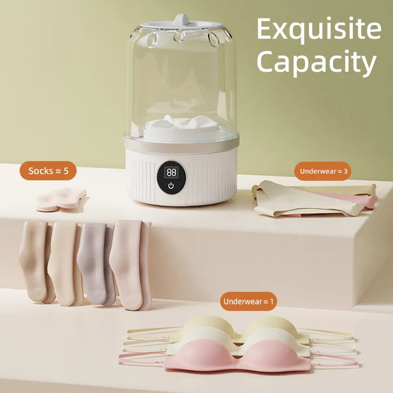 Mini Portable Electric Washer for Socks, Underwear & Pet Clothes - Wireless Rechargeable