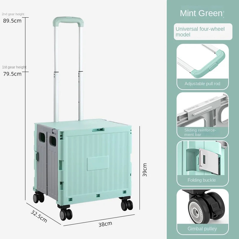 Multifunctional Folding Camping Trolley - Large Capacity Portable Outdoor Storage Cart