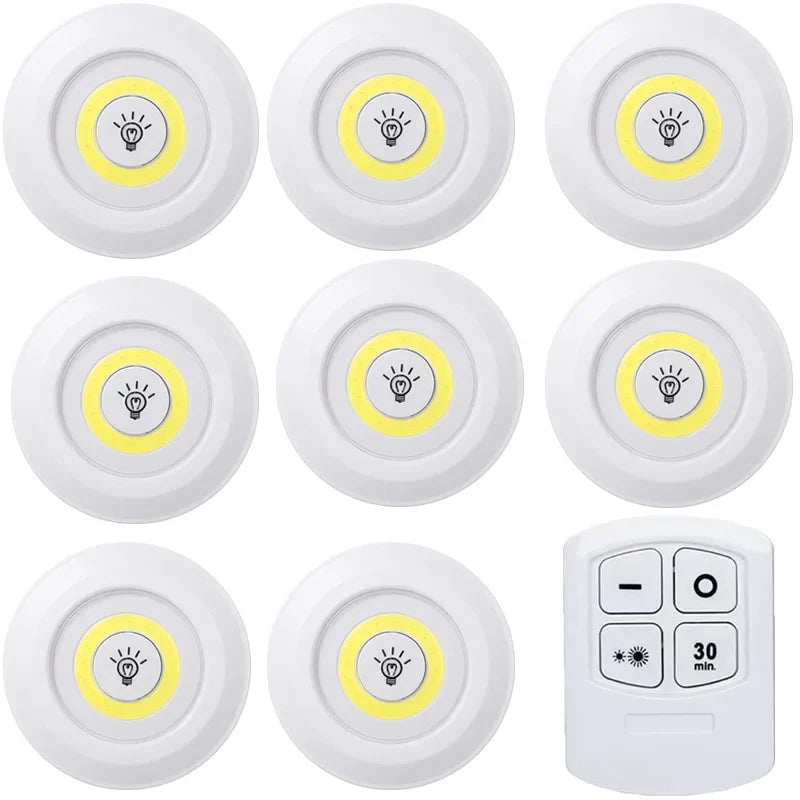 Dimmable Battery-Operated LED Under-Cabinet Light with Remote — Closet, Wardrobe & Bathroom Night Lamp