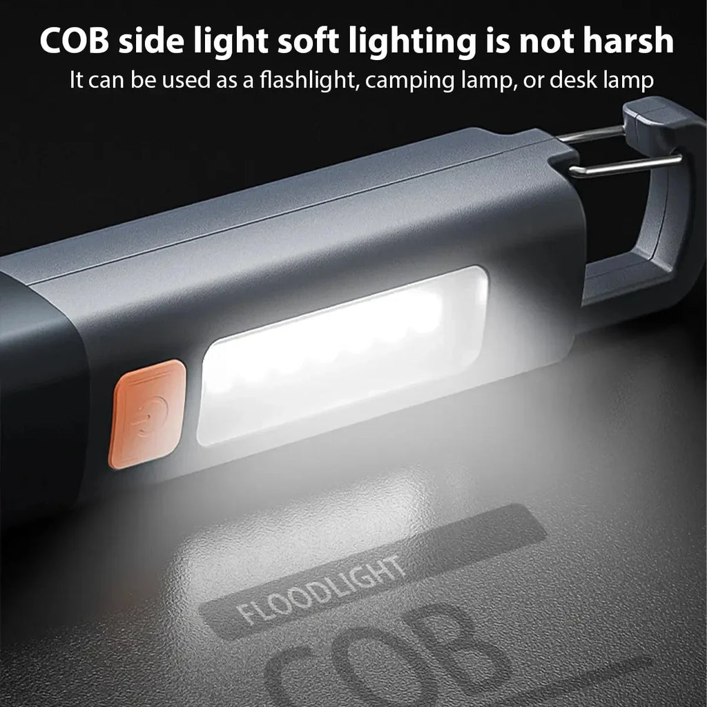 Mini Zoomable LED Flashlight with COB Side Light - Waterproof Portable Torch for Camping, Fishing & Hunting