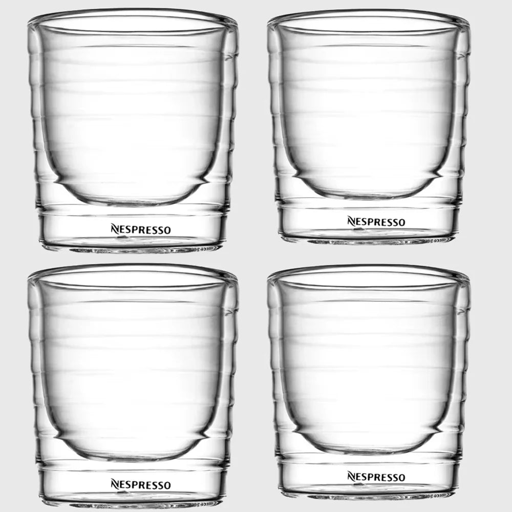 Double Wall Heat-Resistant Glass Coffee & Tea Mug, Clear Insulated Cup — 85ml (3oz) / 150ml (5oz) / 350ml (12oz), Single or 2/4/6 Pack