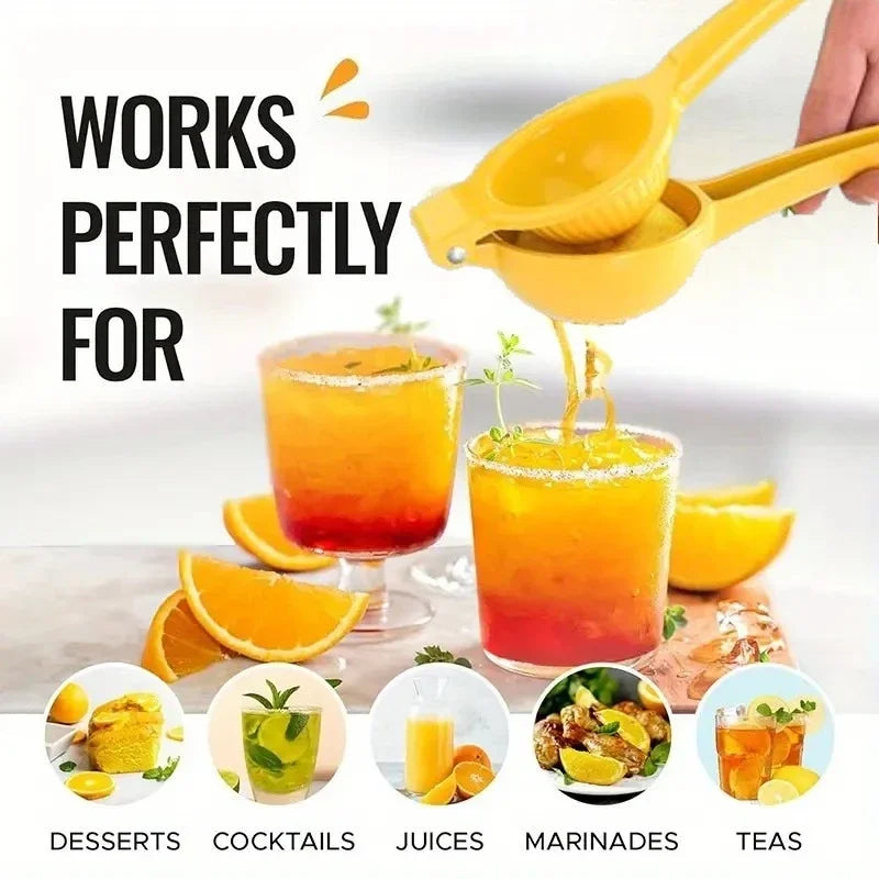 Aluminum Lemon Squeezer Manual Citrus Juicer Handheld Lemon Press – Portable Yellow