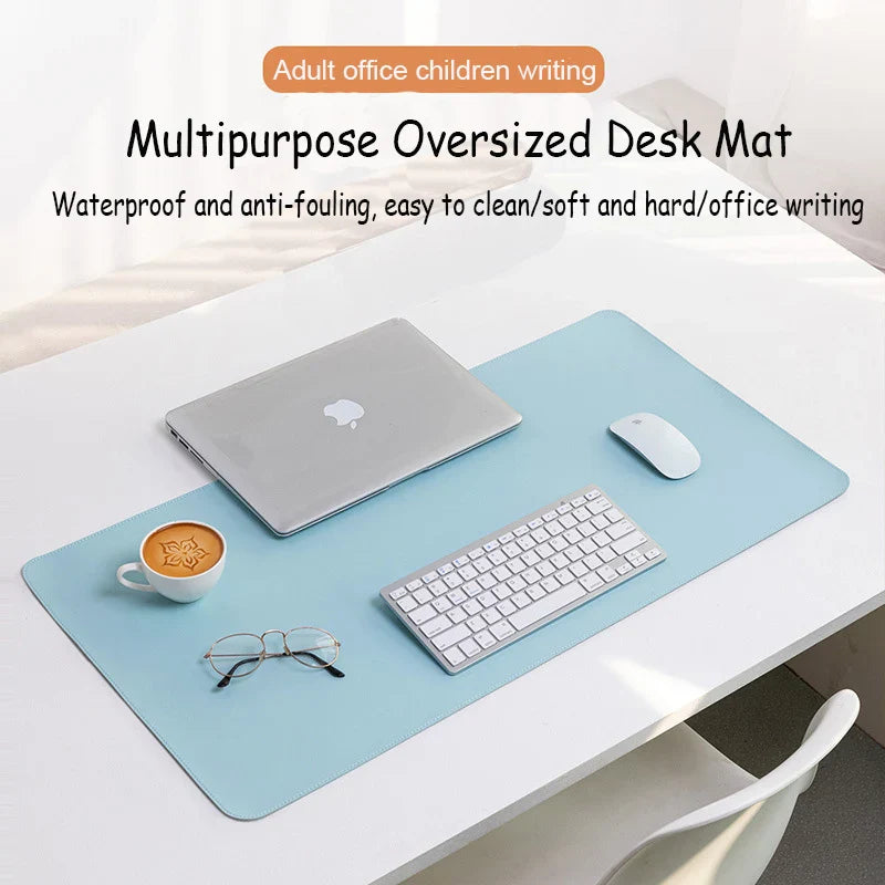 White Large Waterproof PU Suede Mouse Pad - Non-Slip Gaming Desk Mat for Keyboard & Mouse
