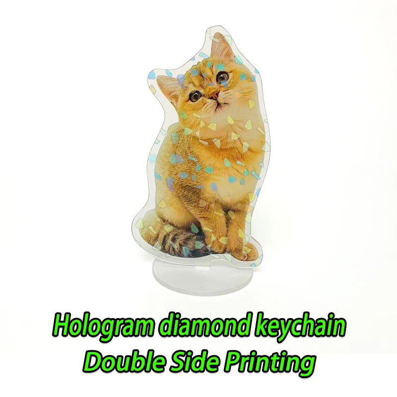 Personalized Holographic Acrylic Photo Keychain – Custom Transparent Pet & Portrait Charm