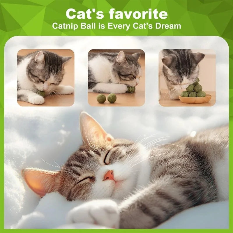 Natural Catnip Balls for Cats - 5/10/20-Pack Licking & Chew Toys, 13-15 mm (0.51-0.59 in)