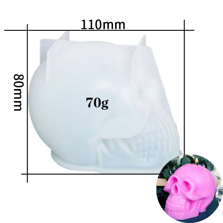 3D Skull Silicone Mold for Candle & Soap Making – DIY Halloween Plaster & Epoxy Craft Casting Mold