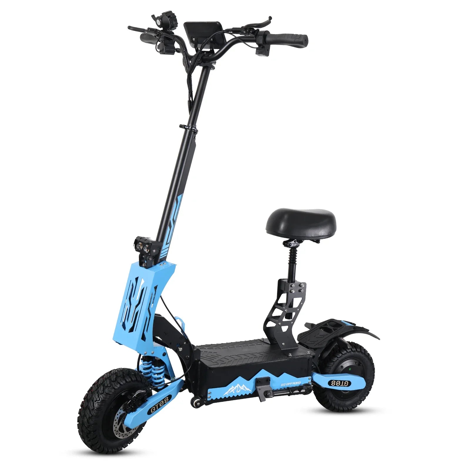 Dual Motor 5600W Adult Electric Scooter — Up to 46 MPH (74 km/h), 60V 27Ah Foldable eScooter with Seat, 11-inch (28 cm) Off-Road Tires