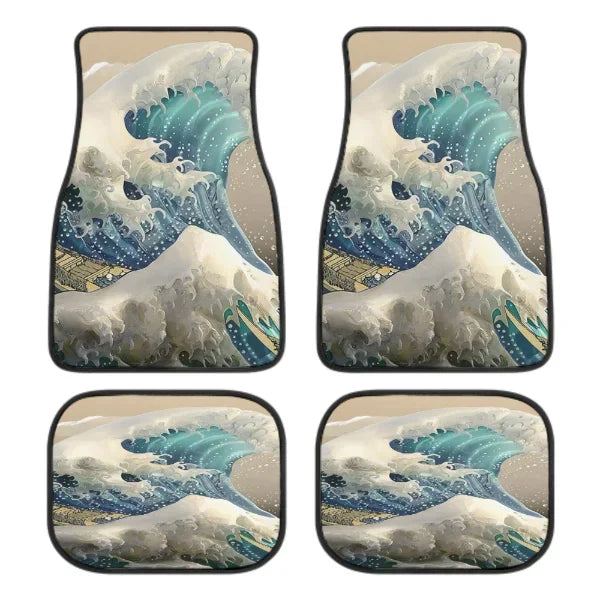 Great Wave Off Kanagawa 4-Piece All-Weather Car Floor Mats - Universal Fit for SUVs, Sedans, Trucks