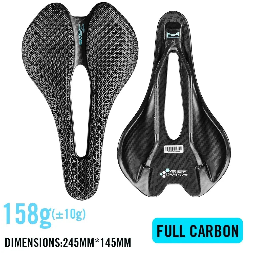 3D Printed Ultralight Carbon EVA Bike Saddle 245 x 145mm (9.65 x 5.71 in) for Road, MTB & Gravel