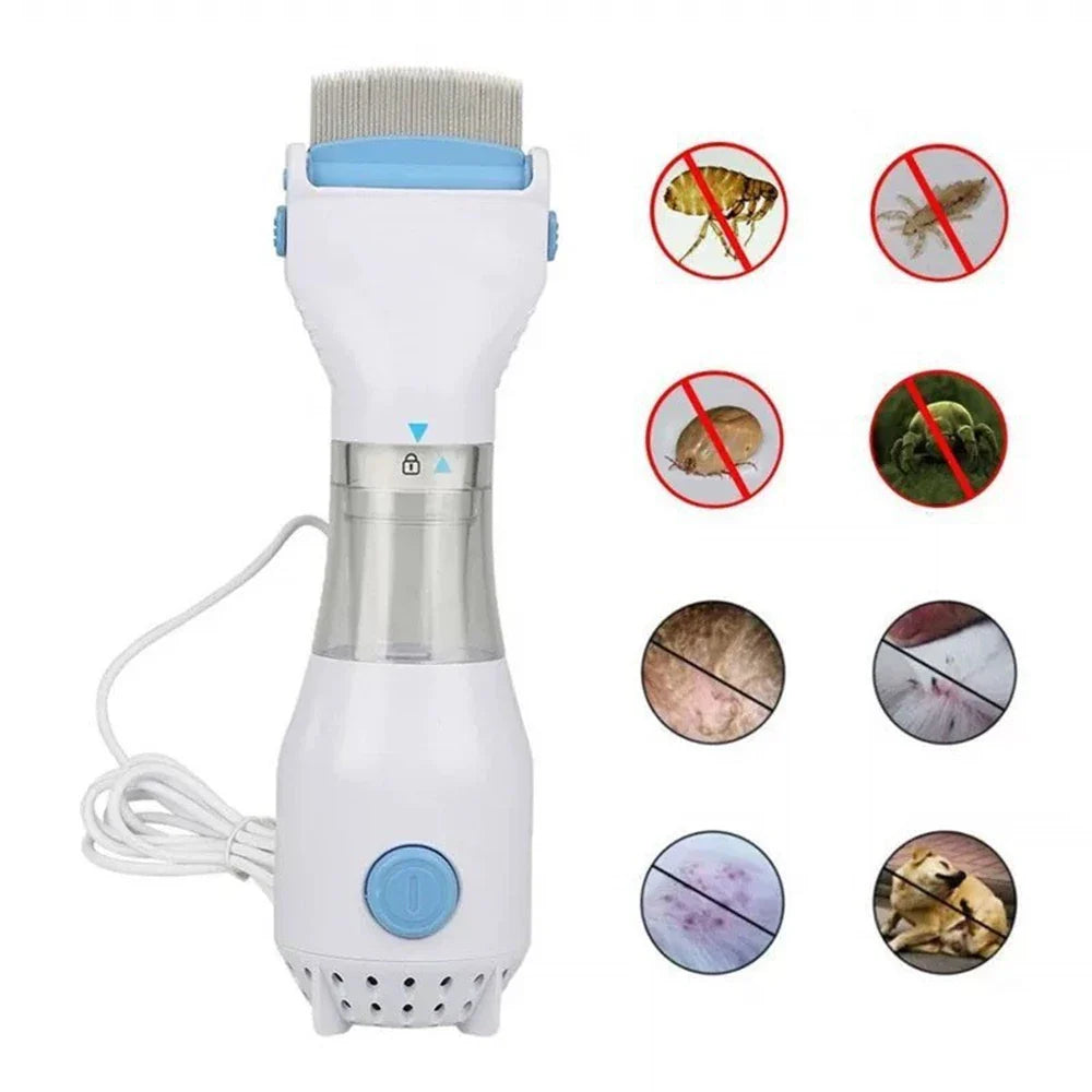 Electric Flea & Lice Removal Comb for Dogs & Cats — Gentle Pet Grooming & Deshedding Brush