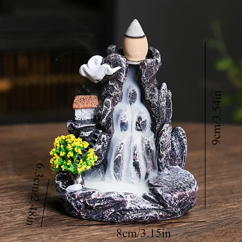 Waterfall Backflow Incense Burner Aromatherapy Incense Holder and Zen Home Censer