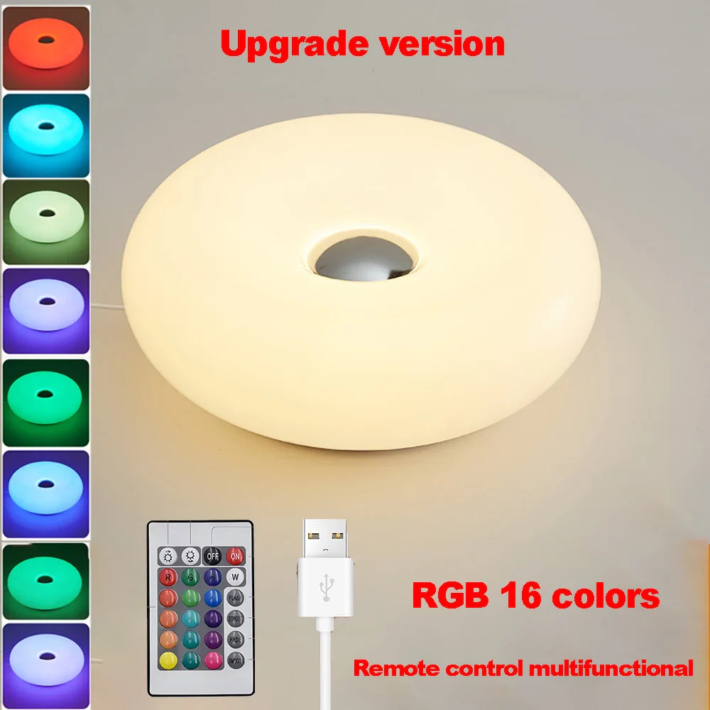 Bauhaus Donut Table Lamp USB LED Bedside Night Light for Bedroom Living Room Dining Room