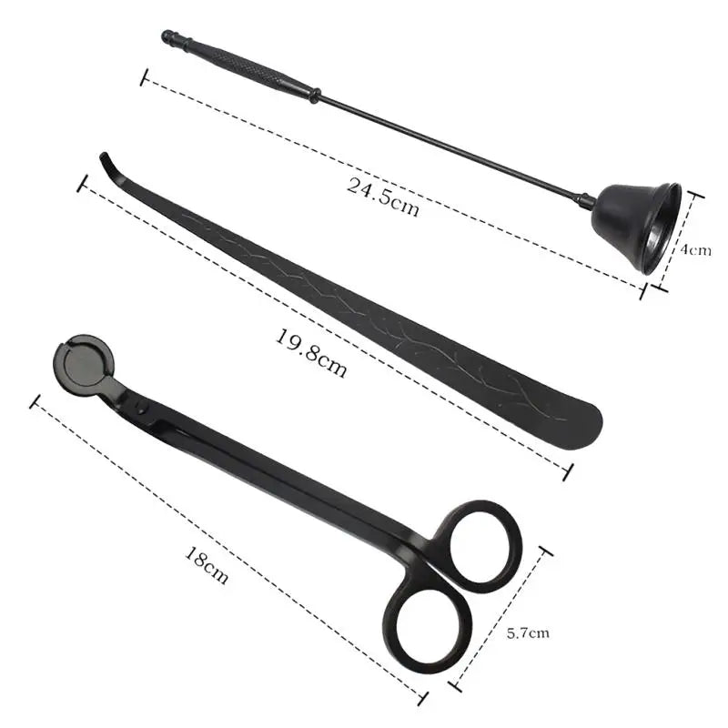 3-Pack Candle Wick Trimmer, Snuffer and Wick Hook Set Stainless Steel Portable Candle Accessories