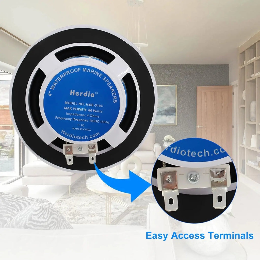 4-Inch 160W Waterproof Bluetooth In-Ceiling Speaker with Built-In Class D Amplifier – Marine/Outdoor