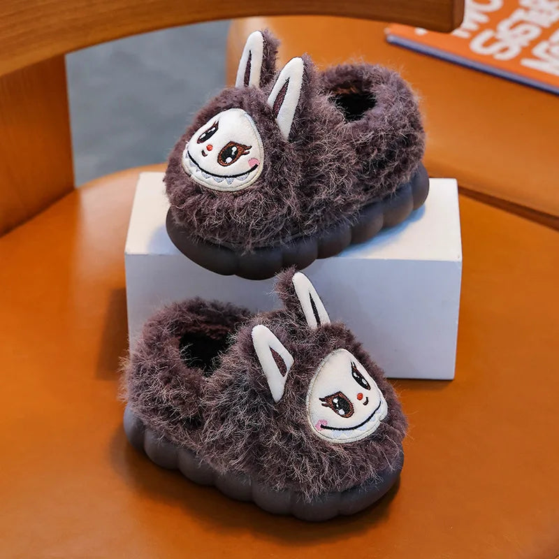 Kids Winter Plush Slippers - Warm Faux Fur Cotton Shoes, Anti-Slip Indoor Slippers for Girls & Boys