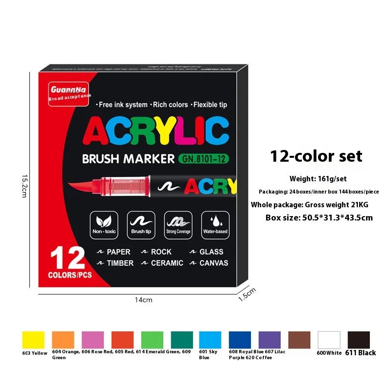 Acrylic Paint Pens Set - Multi-Tip Brush & Marker for Rock Painting, Stone & Ceramic Art (12 to 240 Colors)