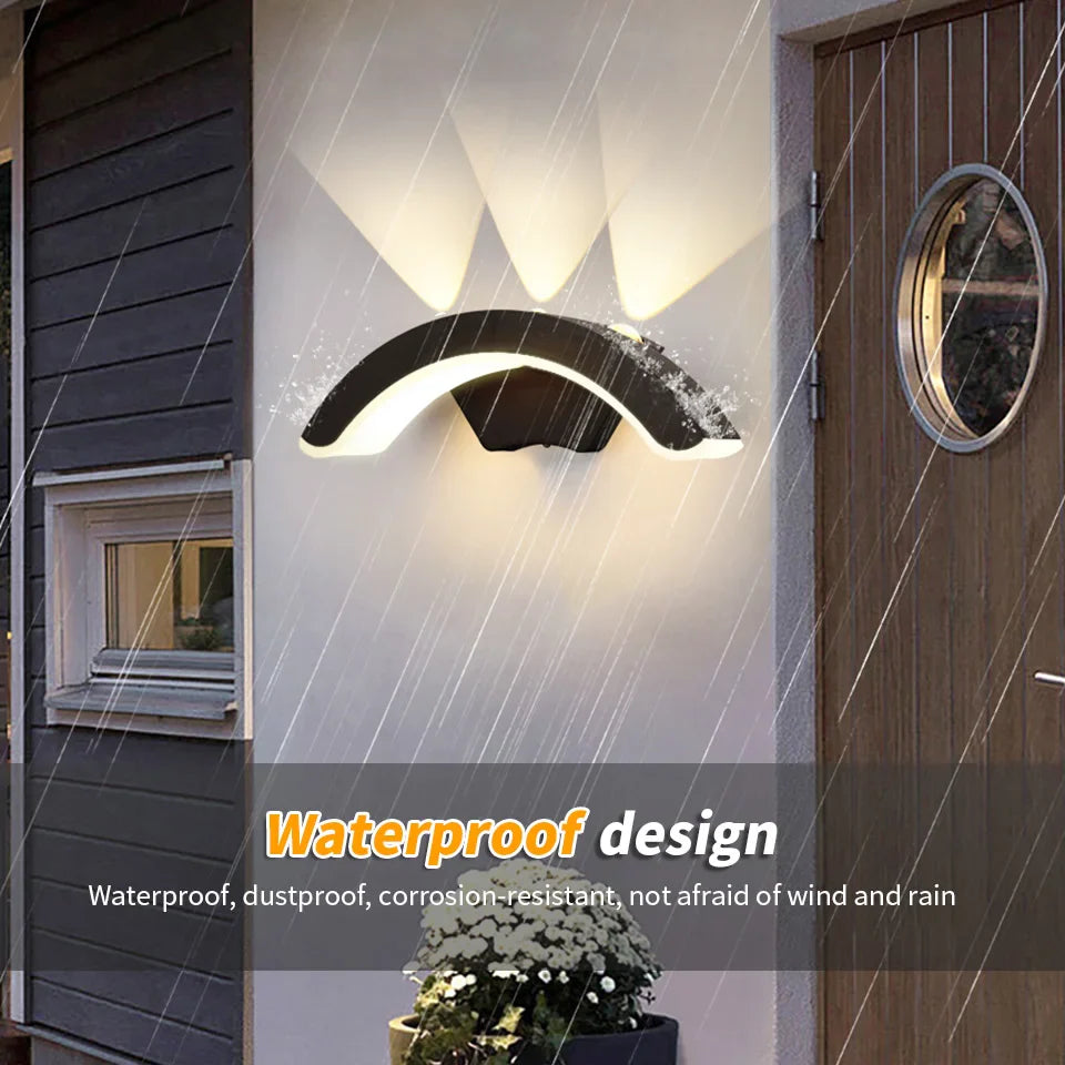 IP66 Waterproof 10W LED Outdoor Wall Sconce - Warm White Garden Balcony Exterior Light AC 85-265V