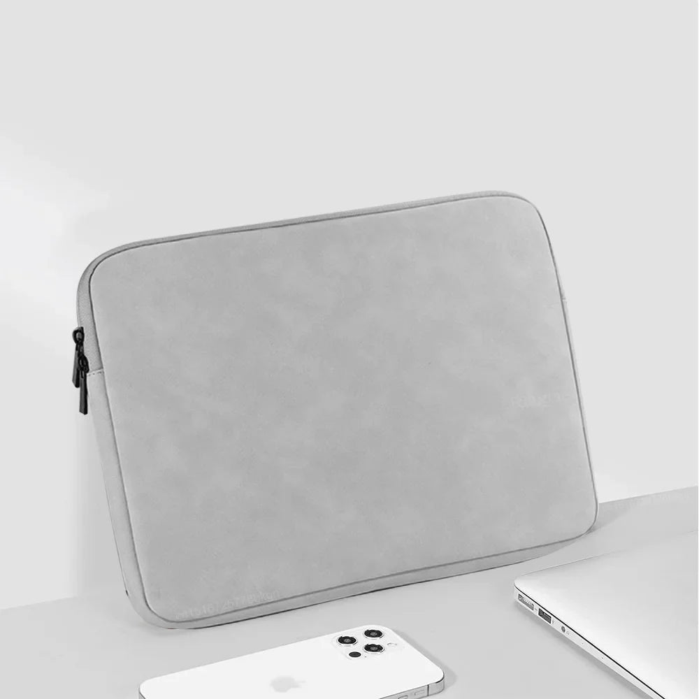 PU Laptop Sleeve Bag - Shockproof Water-Resistant Zipper Case for 12–15.6 in (30–39.6 cm) Laptops, Slim Foam & Fleece Lined