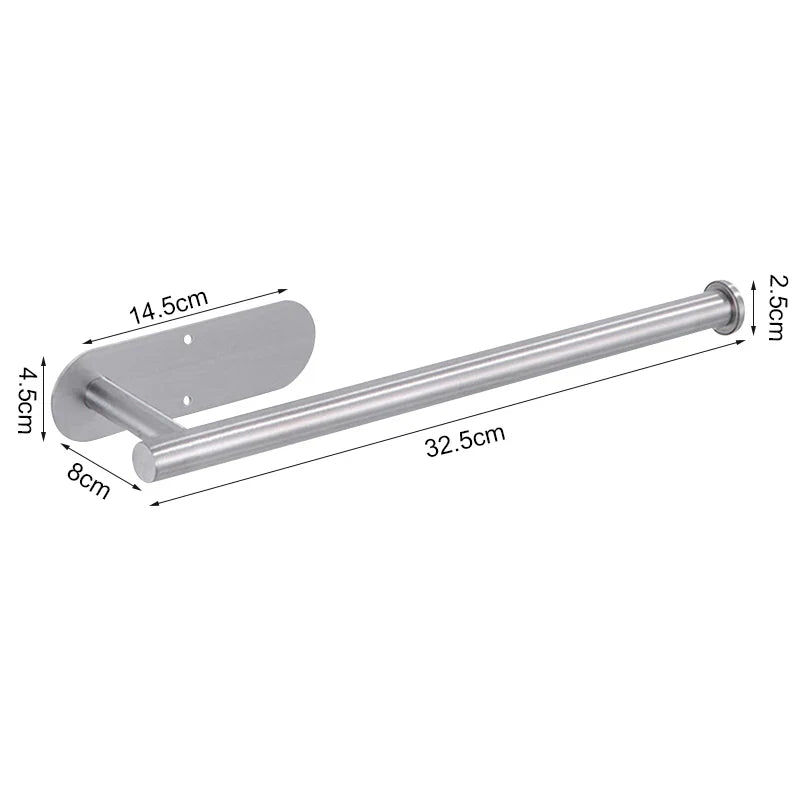 Stainless Steel No-Drill Self-Adhesive Wall-Mount Paper Towel & Toilet Roll Holder