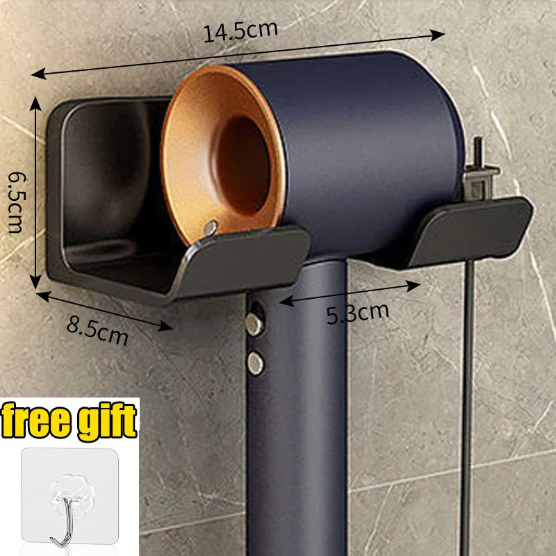 Wall-Mounted Hair Dryer Holder Cradle - Blow Dryer Organizer for Bathroom (White/Black/Grey)