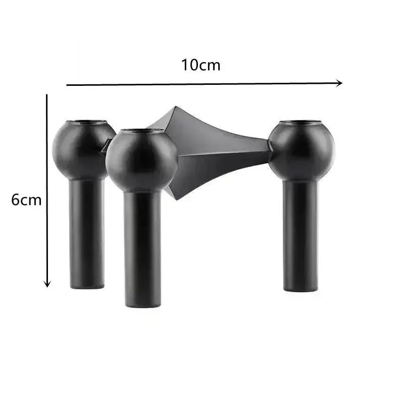 Nordic 3-Arm Metal Taper Candle Holder - Modern Vintage Candelabra for Skinny Stick Candles (Fits ≤1.2 cm / 0.47 in)
