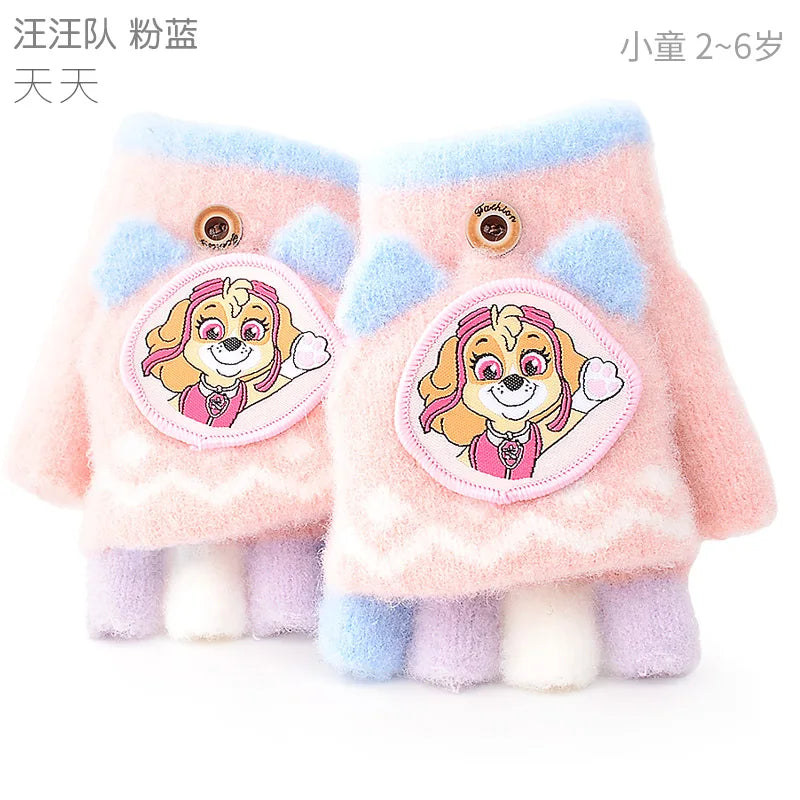 Kids Winter Plush Cartoon Mittens - Warm Gloves for Children Ages 2–6