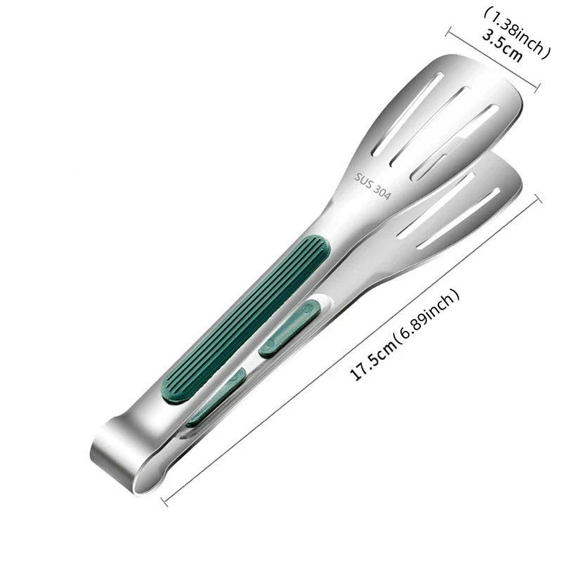 Non-Slip Stainless Steel Serving Tongs — 3 Lengths (6.9/9.3/11.2 in | 17.5/23.5/28.5 cm) for BBQ, Salad, Bread & Buffet