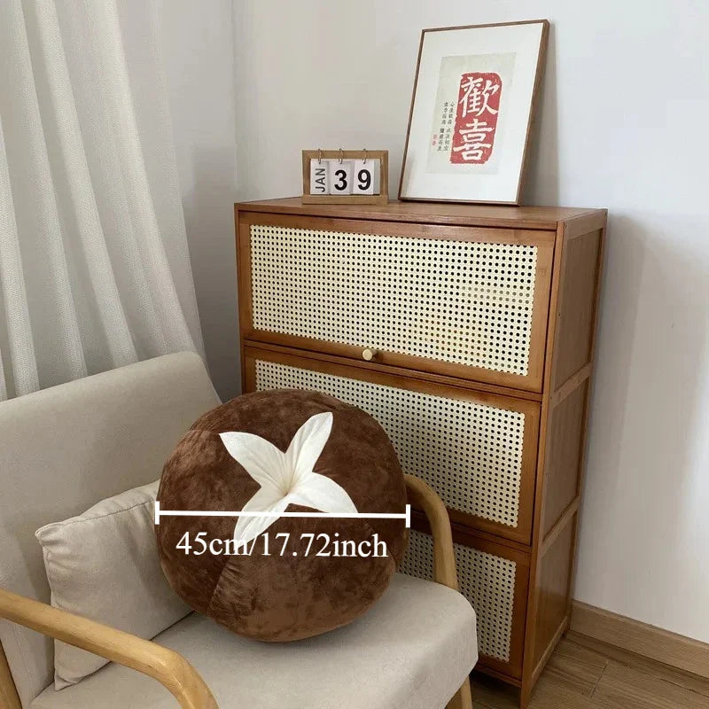 Thick Round Memory Seat Cushion - Tomato Persimmon Mushroom Shaped Decorative Pillow for Window Seat & Bedroom
