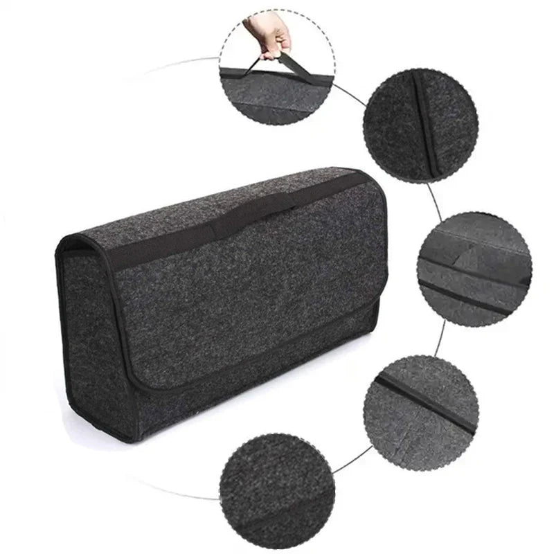 Woolen Felt Car Trunk Organizer Multi-Pocket Under-Seat Cargo Storage Bag